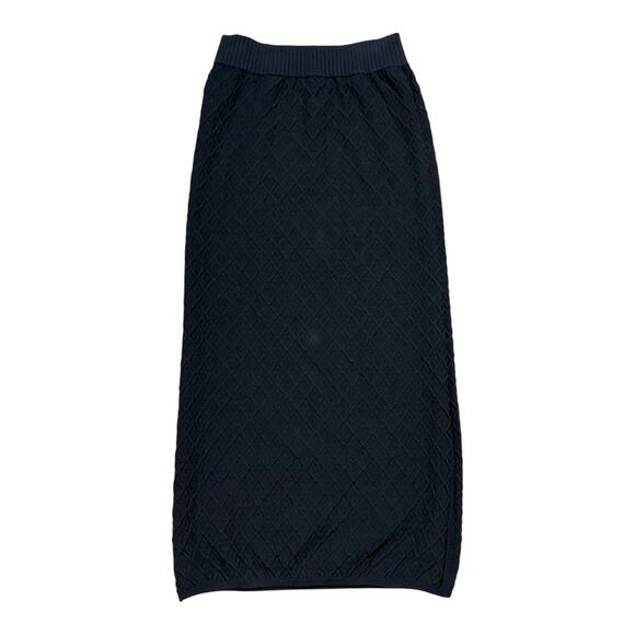 High Sport Black Leo Diamond Jacquard Bodycon Stretch Cotton Midi Skirt - Picture 3 of 7